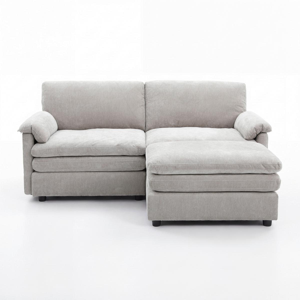 2-dielna súprava ALESSIA, sivá ženilka, max. 360 kg - čierna/sivá, Modern, drevo/textil (188/137cm) - Bessagi Home