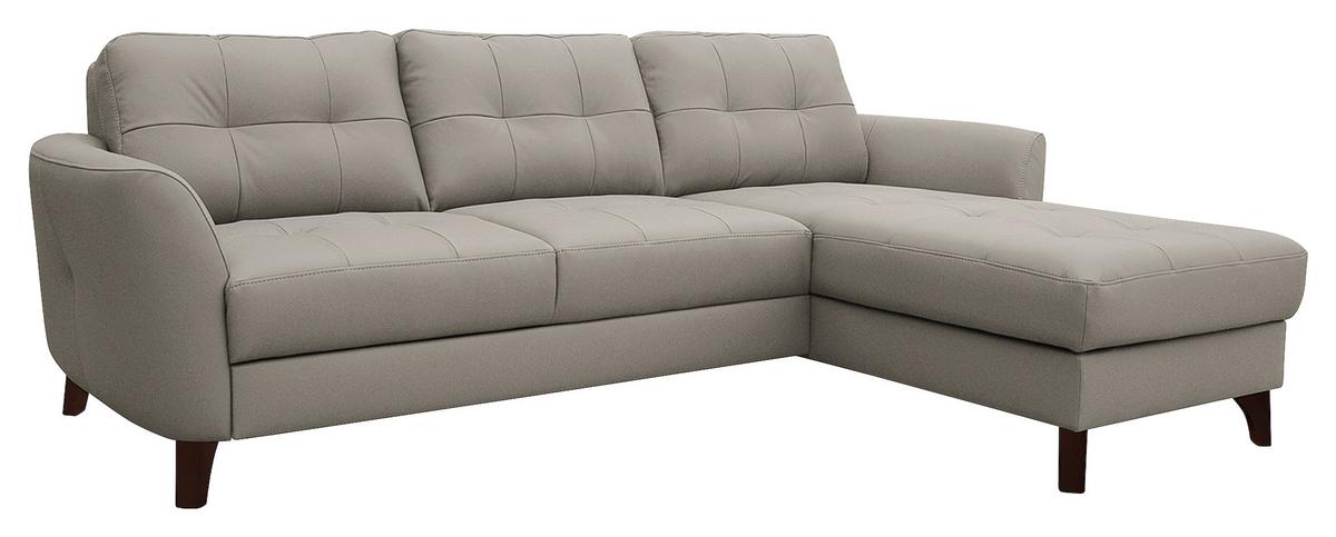 Ecksofa Nordic Plantinfarben S: 238x168 cm - Platinfarben/Buchefarben, Design, Leder/Textil (238/168cm) - Livetastic