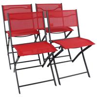 Gartenstuhl-Set Klappbar Sumila Metall, Textil - Rot/Schwarz, MODERN, Textil/Metall (45/79/46cm) - Ambia Garden