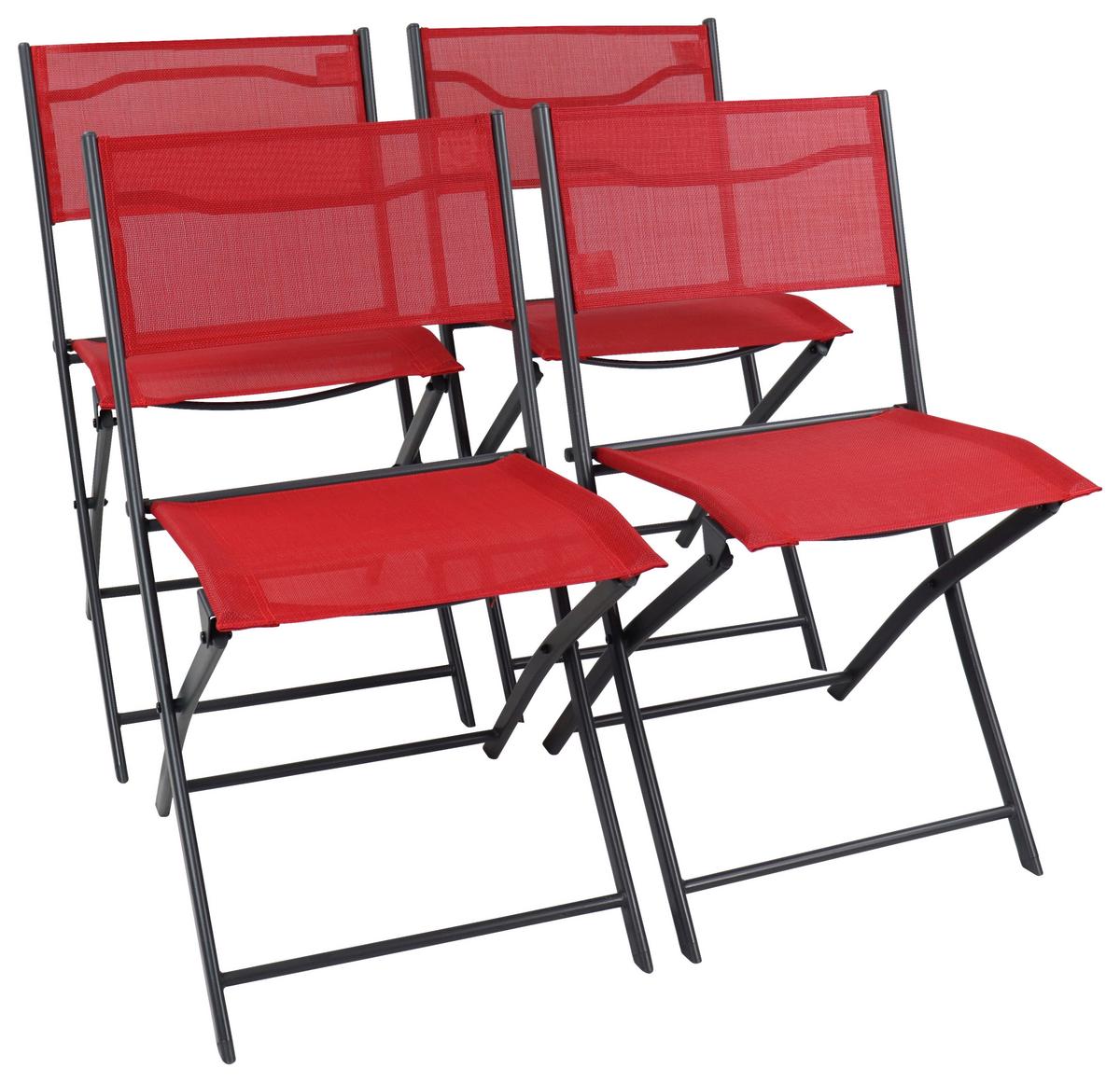 Gartenstuhl-Set Klappbar Sumila Metall, Textil - Rot/Schwarz, MODERN, Textil/Metall (45/79/46cm) - Ambia Garden