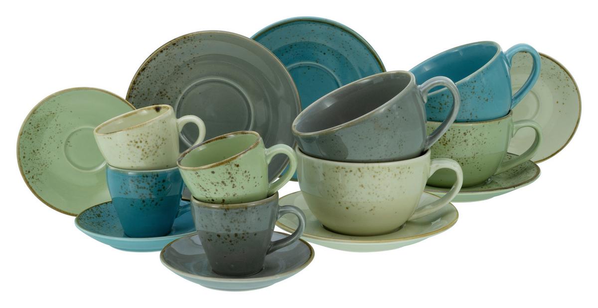 Tassenset Keramik 16--Teilig. Mit Henkel - Multicolor, Basics, Keramik - Creatable