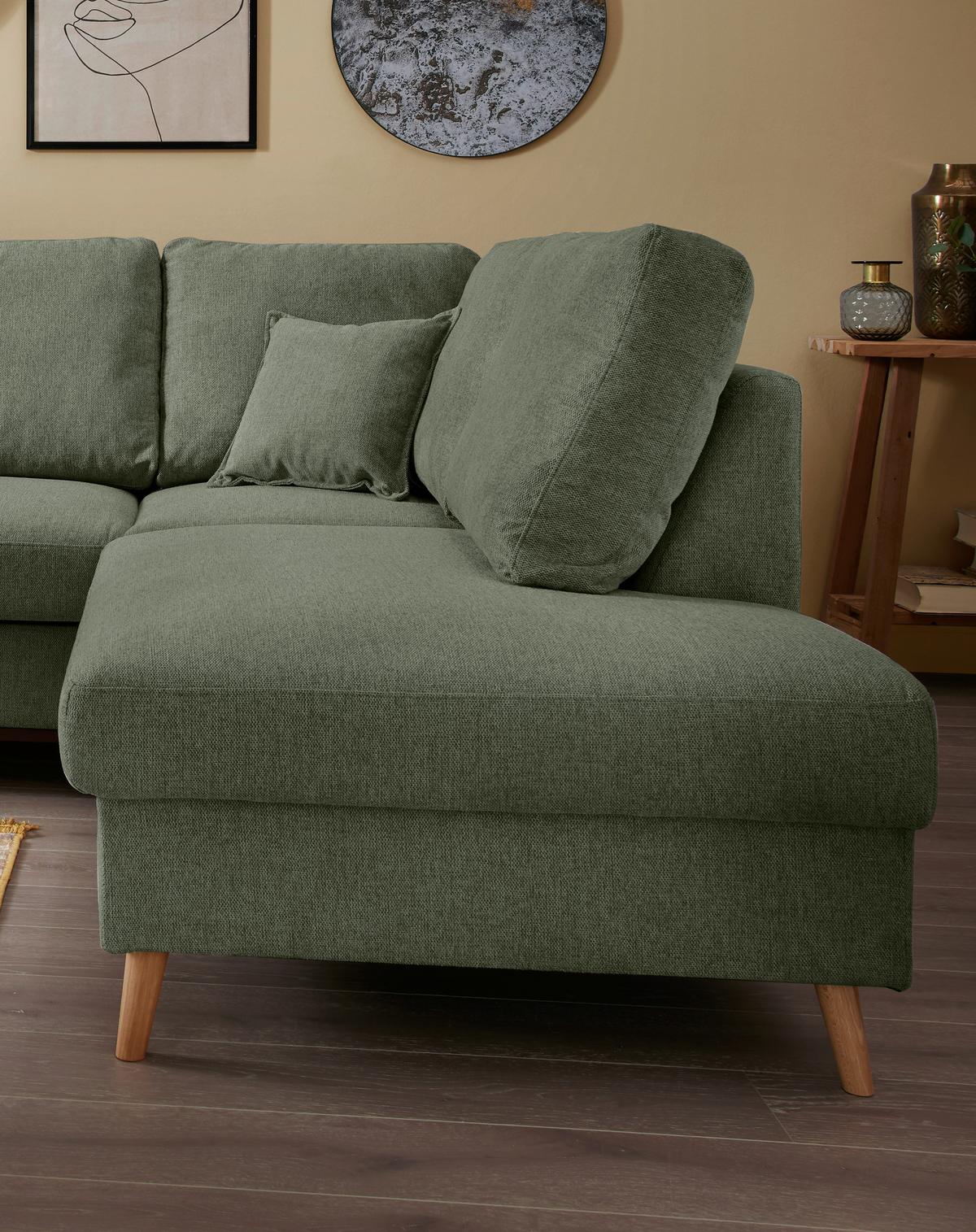 Ecksofa Valentina Dunkelgrün S: 230x200 Cm - Dunkelgrün/Naturfarben, MODERN, Textil (230/200cm) - Livetastic