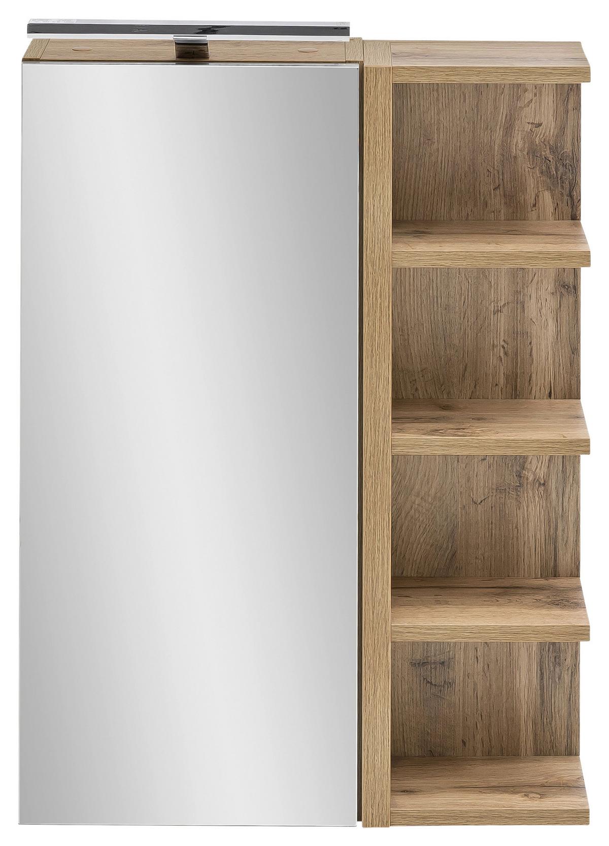 Spiegelschrank Esther mit Led 1 Türe Eiche Dekor - Eichefarben, MODERN, Glas/Holzwerkstoff (51,3/75/16cm) - MID.YOU