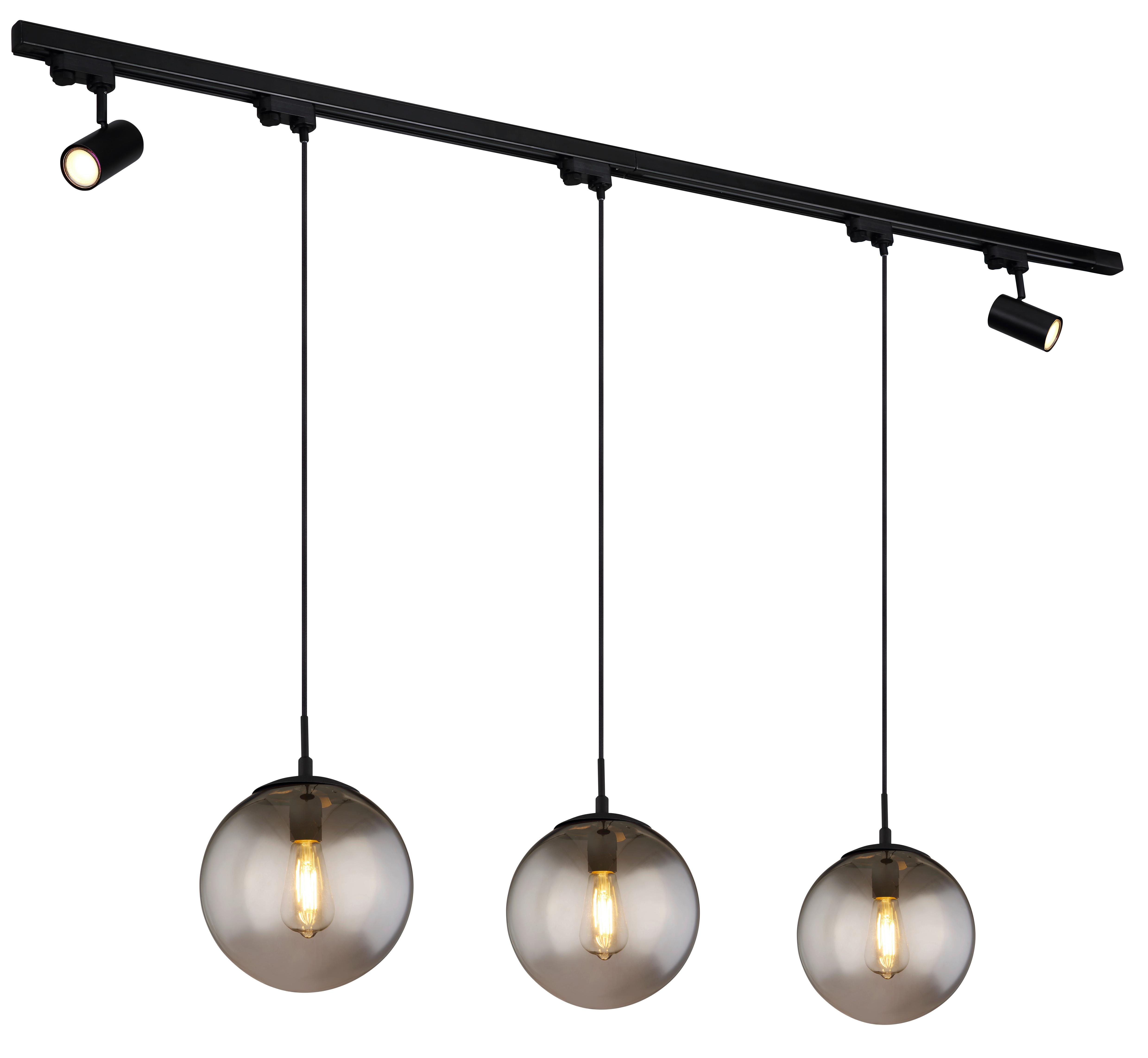 LED-Hängeleuchte H: 120 cm 5-Flammig, drehbar - Schwarz, Basics, Glas/Kunststoff (193/25/120cm) - Globo