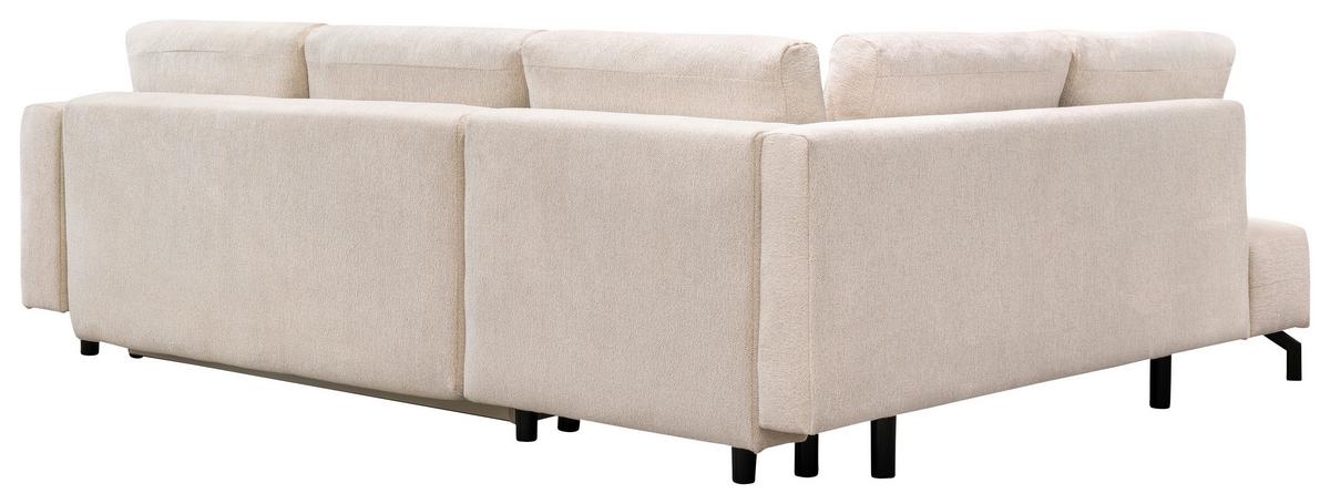 Rohová sedačka VENI, ľavá, béžová žinylka - černá/béžová, Moderní, kov/textil (210/272cm)