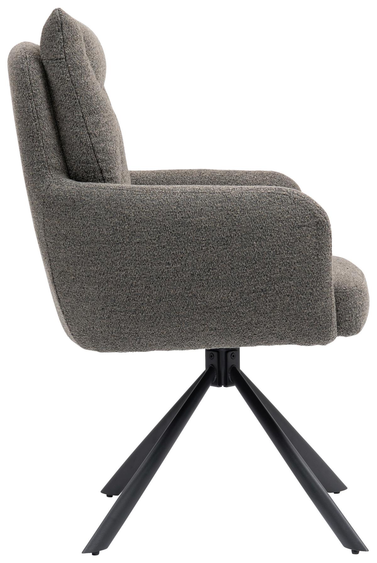 Armlehnstuhl Emine Braun Sitzfl. 180° drehbar, B: 60cm - Schwarz/Braun, KONVENTIONELL, Textil/Metall (60/92/67cm) - MID.YOU