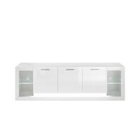 Lowboard Meran Weiß B: 198 cm - Weiß Hochglanz/Weiß, Design, Glas/Holzwerkstoff (198/49/43cm) - MID.YOU