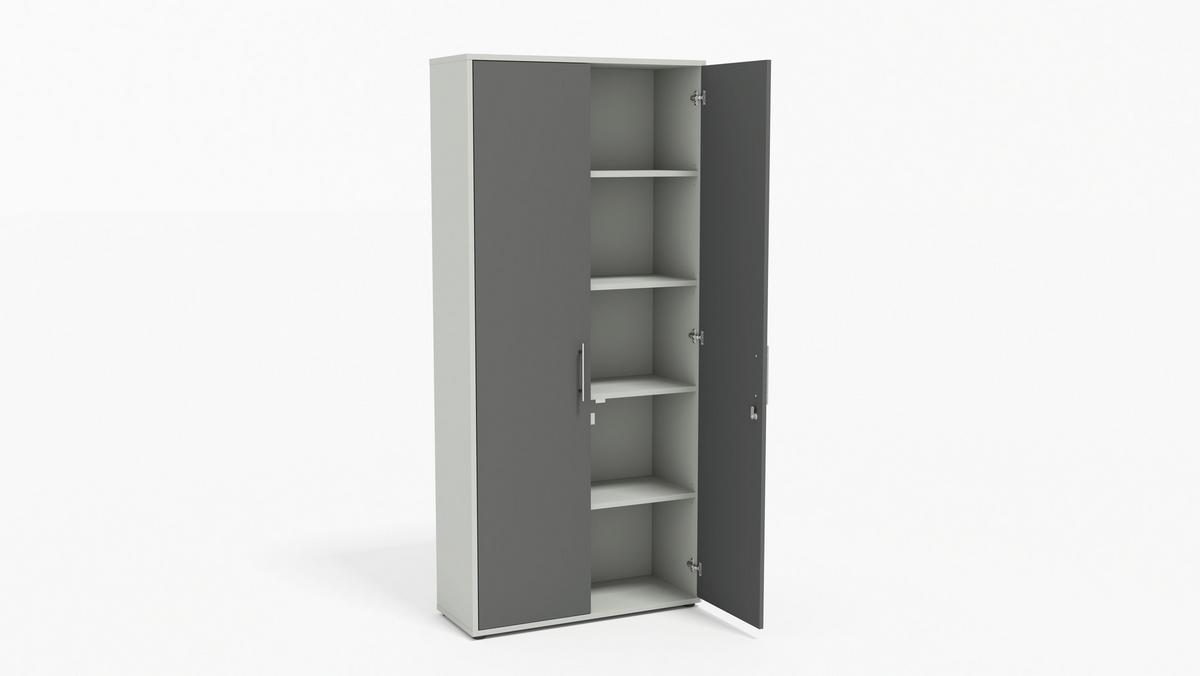 AKTENSCHRANK OFFICE EDITION - SW SET 4 - Anthrazit/Hellgrau, MODERN, Holzwerkstoff (128,5/185,6/33cm) - MID.YOU