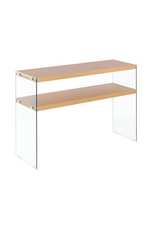 ODKLÁDACÍ STOLEK KONZOLA - čiré/barvy zlata, Basics, kompozitní dřevo/sklo (32/75/110cm)