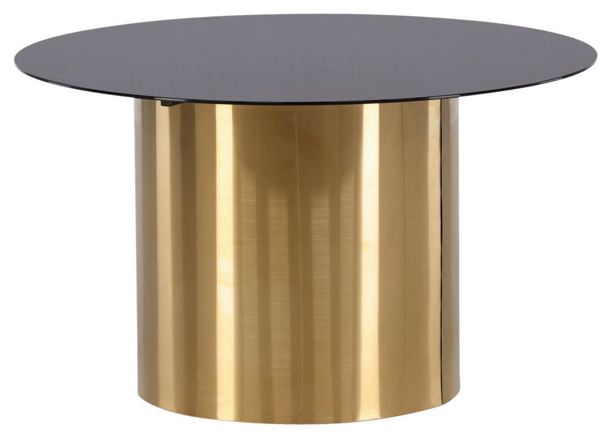 Couchtisch Ystad - Goldfarben/Schwarz, Design, Glas/Metall (80/80/46cm) - Livetastic