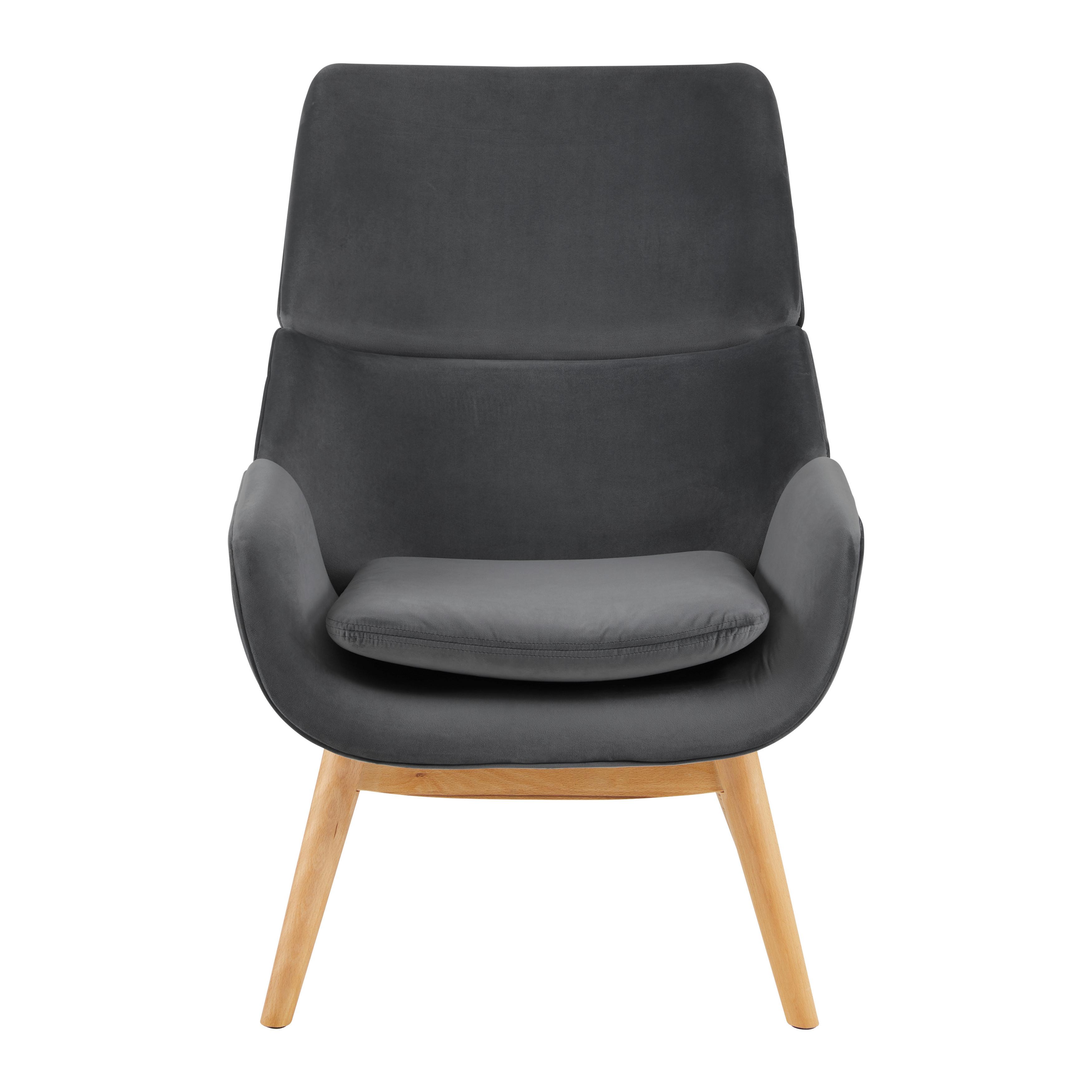 Kreslo FELIA tmavá sivá - farba buka/sivá, Modern, drevo/textil (71/92,5/79cm) - Bessagi Home