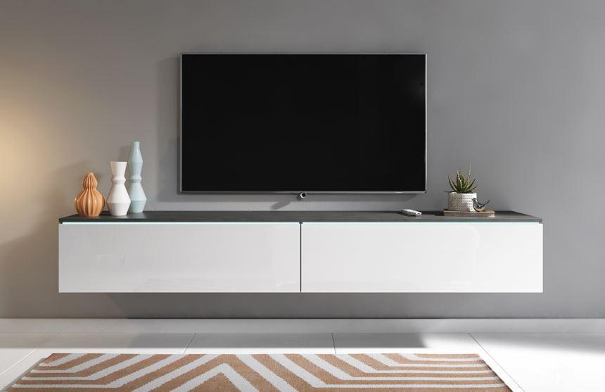 Tv-lowboard B: 180 Cm Anthrazit/weiß Hochglanz - Weiß Hochglanz/Anthrazit, LIFESTYLE, Holzwerkstoff (180/30/33cm) - P & B