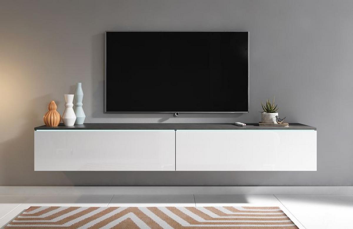 TV nízka komoda antracit/bílá VL - šedá/antracitová, Lifestyle, kompozitní dřevo/plast (180/30/33cm) - P & B
