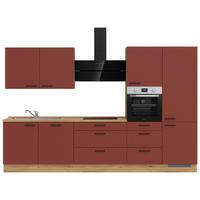Küchenleerblock Easytouch High-Line, H8 Rechts - Eichefarben/Rot, MODERN, Holzwerkstoff (330cm) - Nobilia