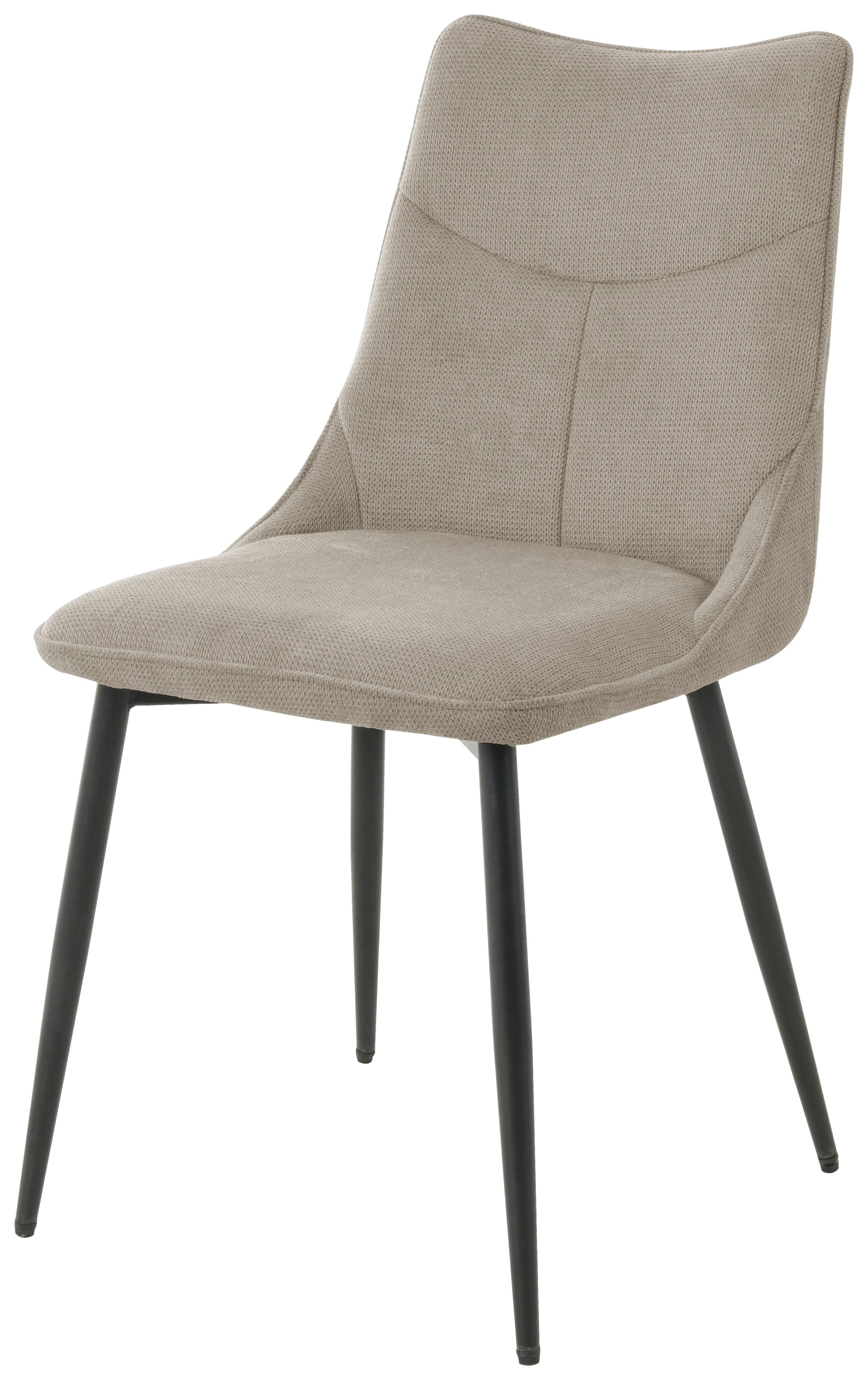 Vierfußstuhl Vera Beige Echtholz Beine - Beige/Schwarz, KONVENTIONELL, Holz/Textil (46/86/59cm) - Nedis SmartLife