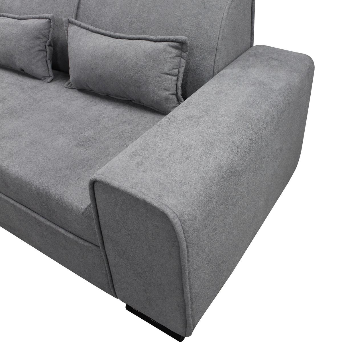 Ecksofa Classic Grau 175x270 cm - Schwarz/Grau, Design, Textil (175/270cm) - MID.YOU