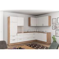 Eckküche Ip1200 ohne Geräte 320x185cm Hellgrau/Eiche Dekor - Eichefarben/Grau, Basics (320/185cm)