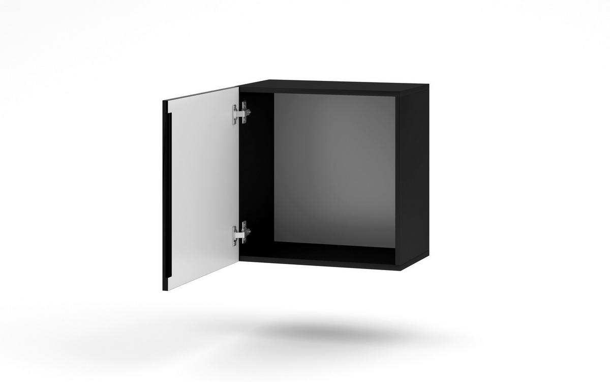 Vitrine Wandschrank Vivien 05 - Schwarz Hochglanz/Schwarz, Design, Holzwerkstoff (50/50/30cm) - Livetastic