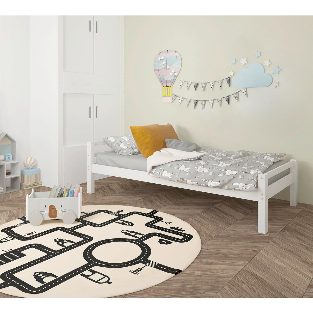 Bett Alpi Weiß 90x200cm - Weiß/Naturfarben, Design, Holz (90/200cm) - MID.YOU