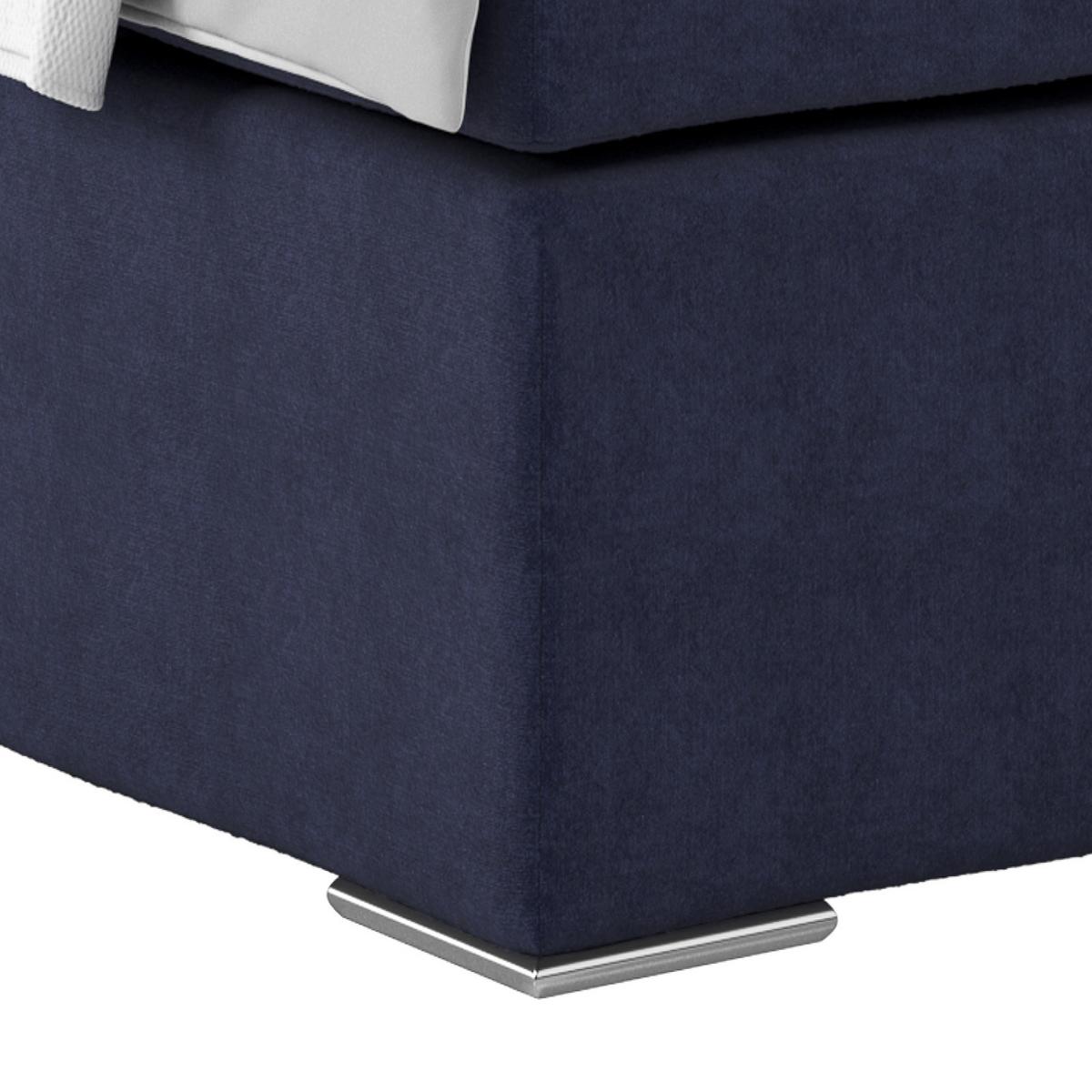 Boxspringbett Mit Topper 140x200cm Nero, Blau - Blau/Chromfarben, KONVENTIONELL, Textil (140/200cm)