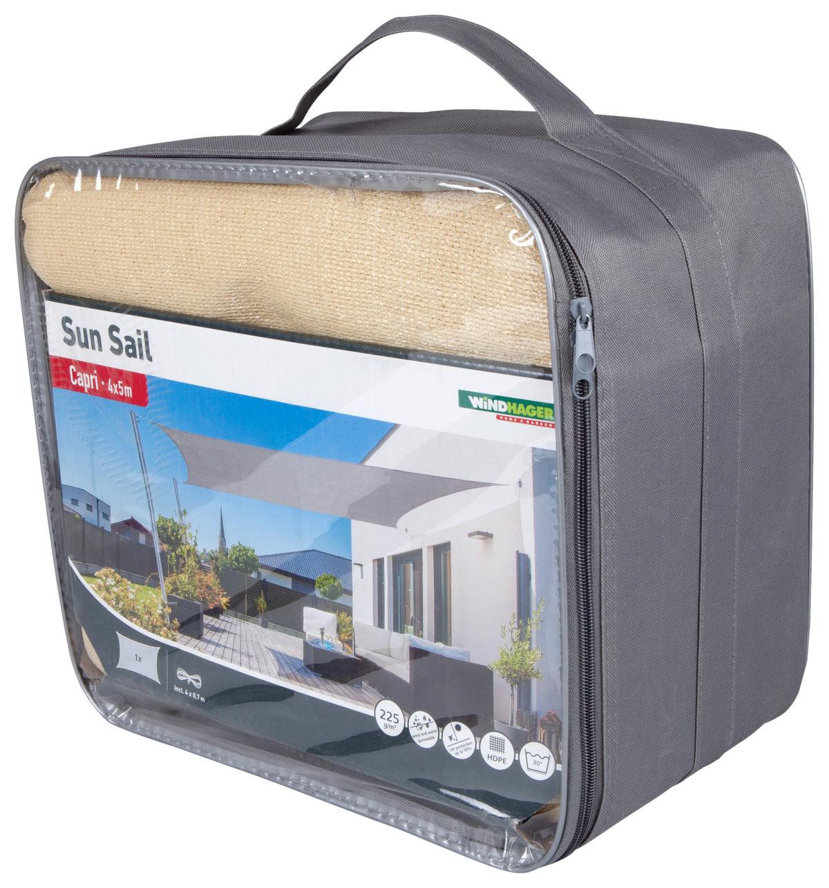 Sonnensegel Rechteck 4x5 m - Champagner, Basics (400/500cm)