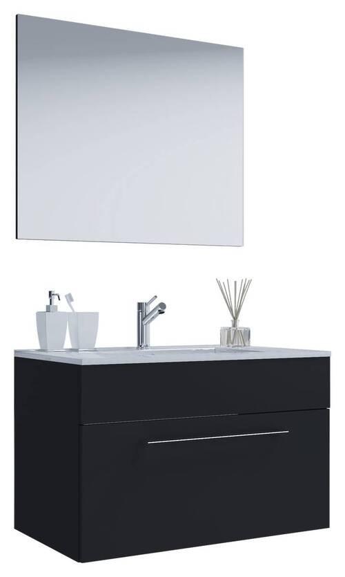 Waschtischkombi Badinos Schwarz B: 60 cm - Schwarz/Weiß, MODERN, Keramik/Holzwerkstoff (60cm) - MID.YOU