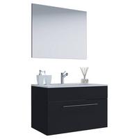 Waschtischkombi Badinos Schwarz B: 60 cm - Schwarz/Weiß, MODERN, Keramik/Holzwerkstoff (60cm) - MID.YOU