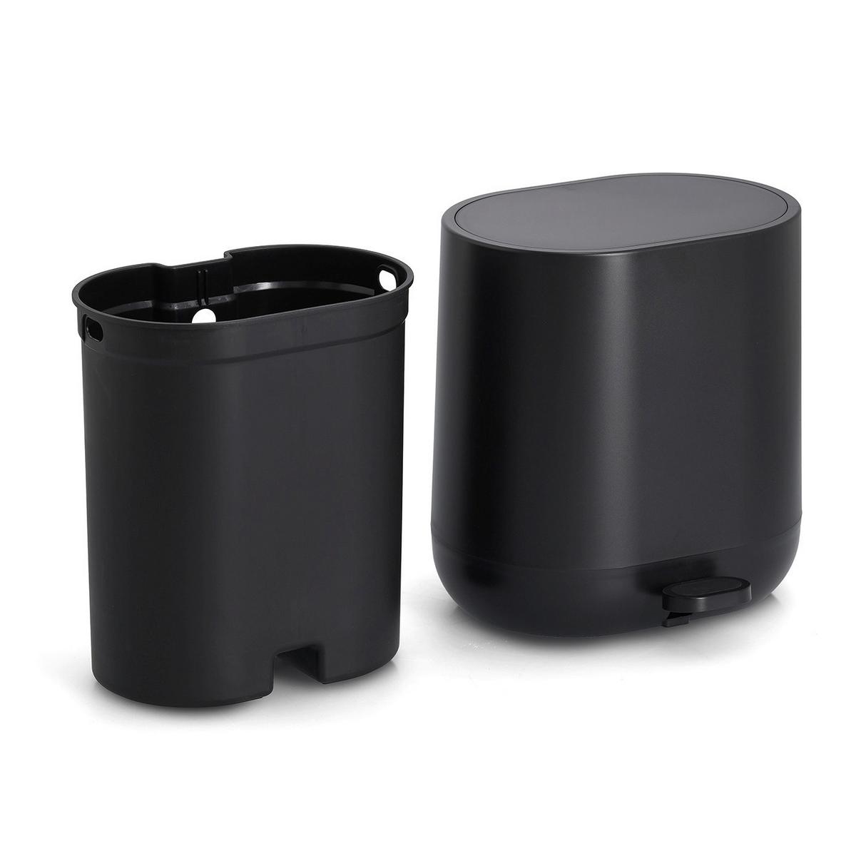 BAD-ACCESSOIRE-SET Kunststoff, Schwarz, 4--Teilig. - Schwarz, Basics, Kunststoff (50/35/35cm) - Zeller Present