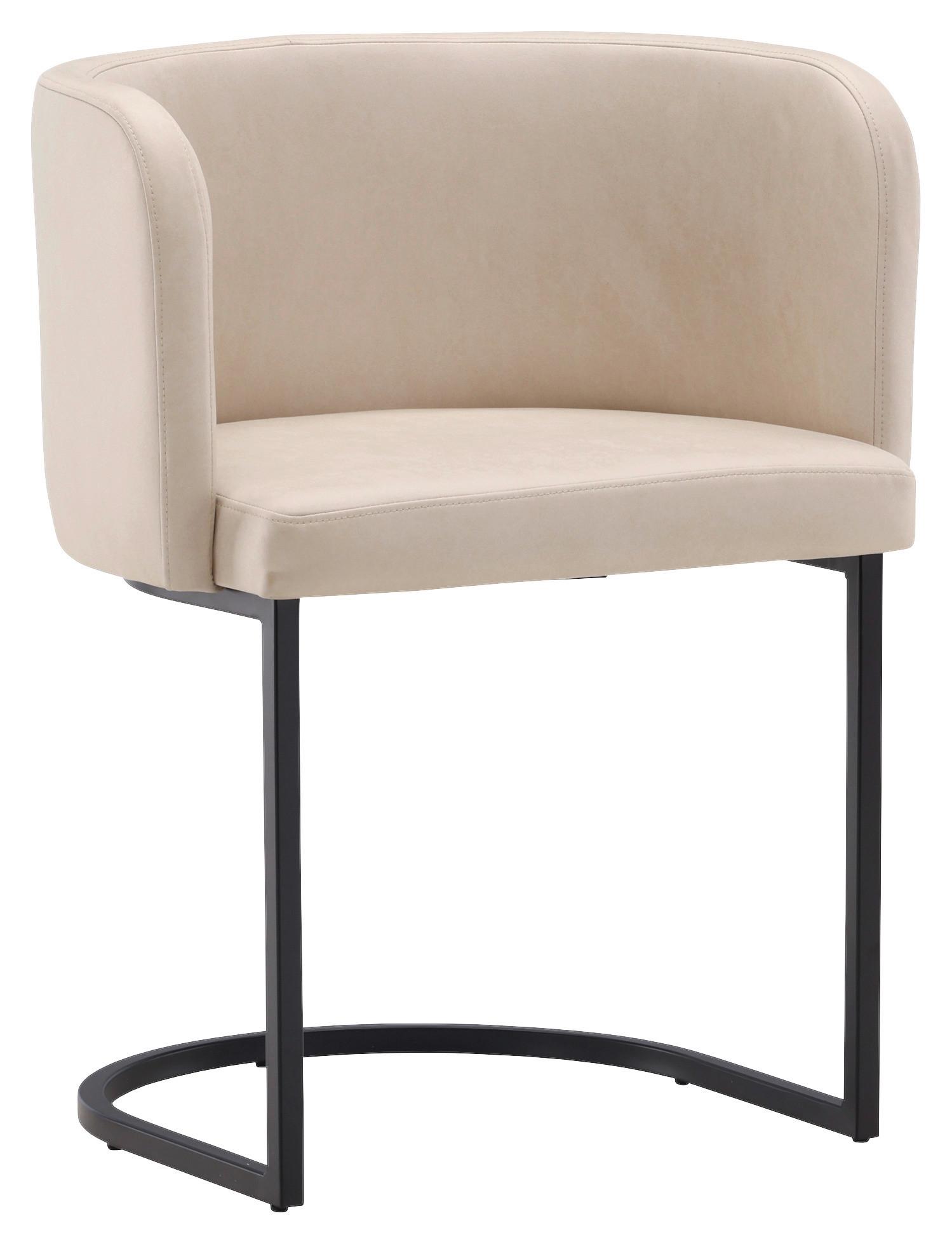 Stuhl Simrishamn - Beige/Schwarz, Design, Kunststoff/Textil (58/75/60cm) - Livetastic