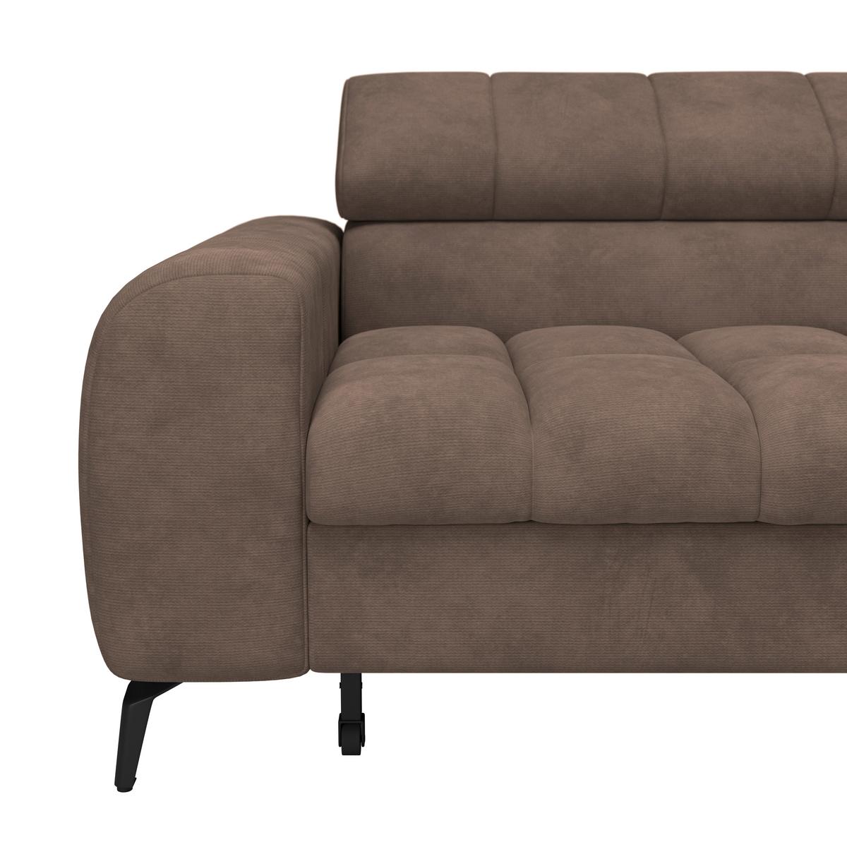 Ecksofa Volf Rechts New Braun, S: 261x203 cm - Schwarz/Braun, Trend, Kunststoff/Textil (261/203cm)