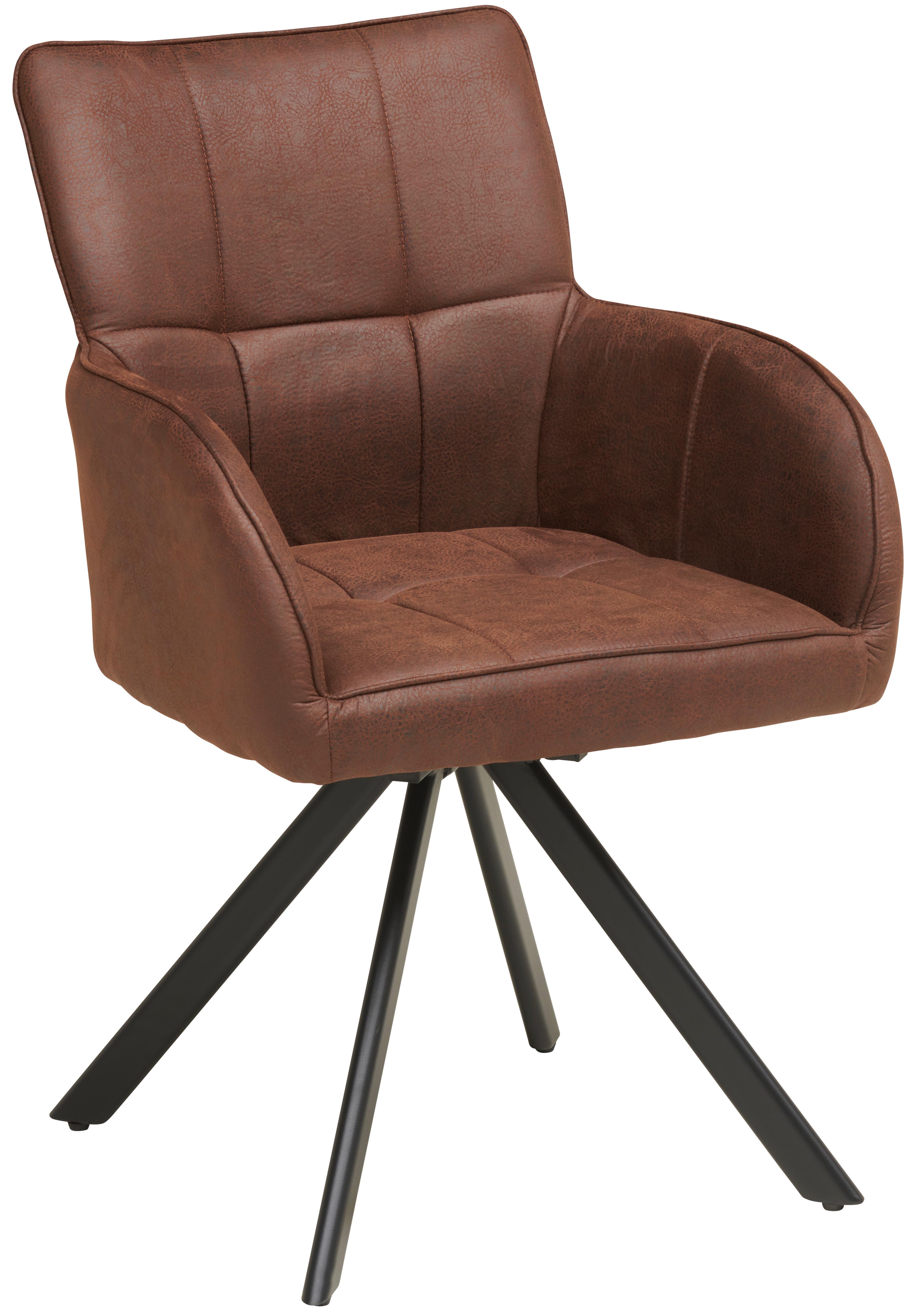 Armlehnstuhl Enna - Schwarz/Braun, KONVENTIONELL, Textil/Metall (59/84.5/62.5cm) - Livetastic