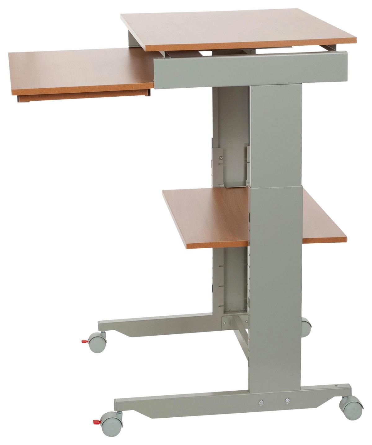 Schreibtisch B 50cm H 71,5 - 107,5 Cm Grau/buche Dekor - Buchefarben/Grau, Basics, Holzwerkstoff/Kunststoff (60/71,5-107,5/50cm) - MID.YOU