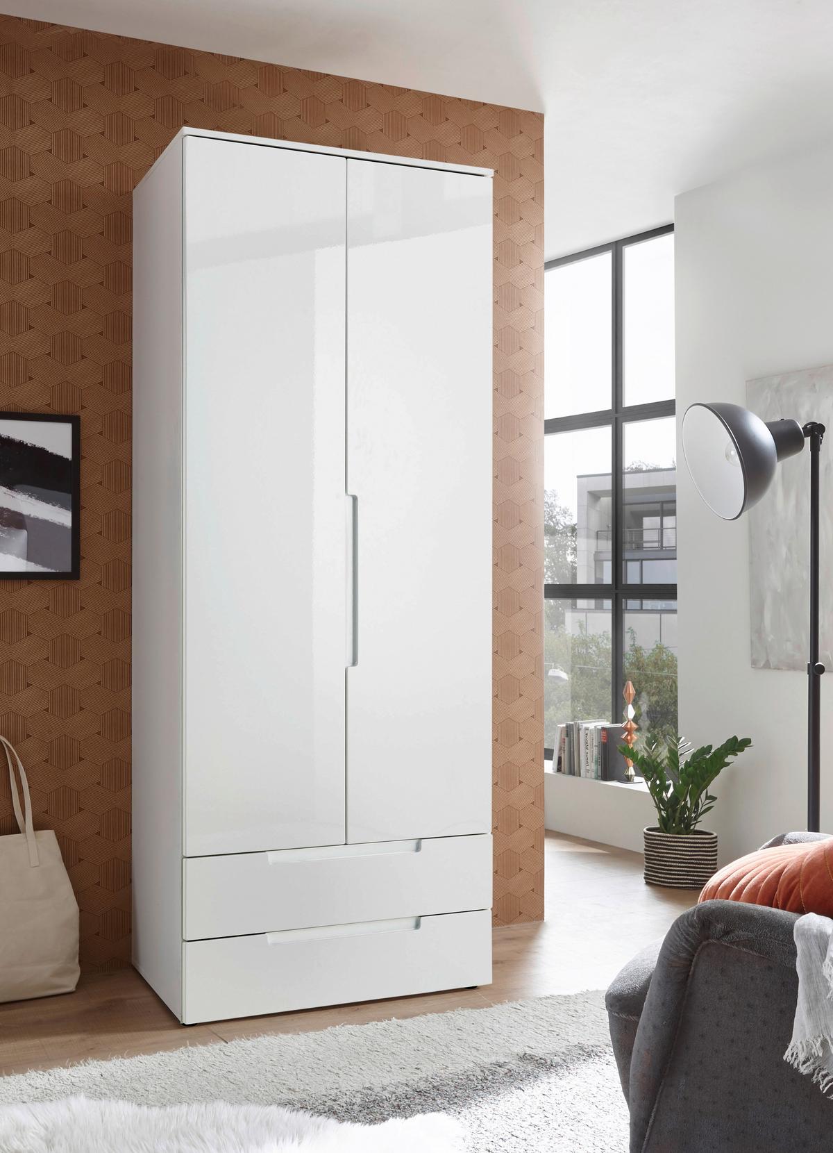 Drehtürenschrank +schubladen B: 84 cm Spice, Weiß - Eichefarben/Weiß, MODERN, Holzwerkstoff (84/208/57cm) - MID.YOU