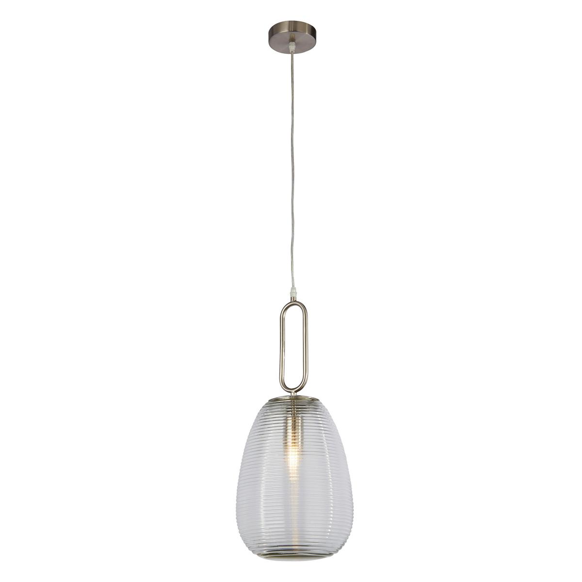 Hängeleuchte 43581-1sn Elixir - Nickelfarben, KONVENTIONELL, Glas/Metall (24/130cm)