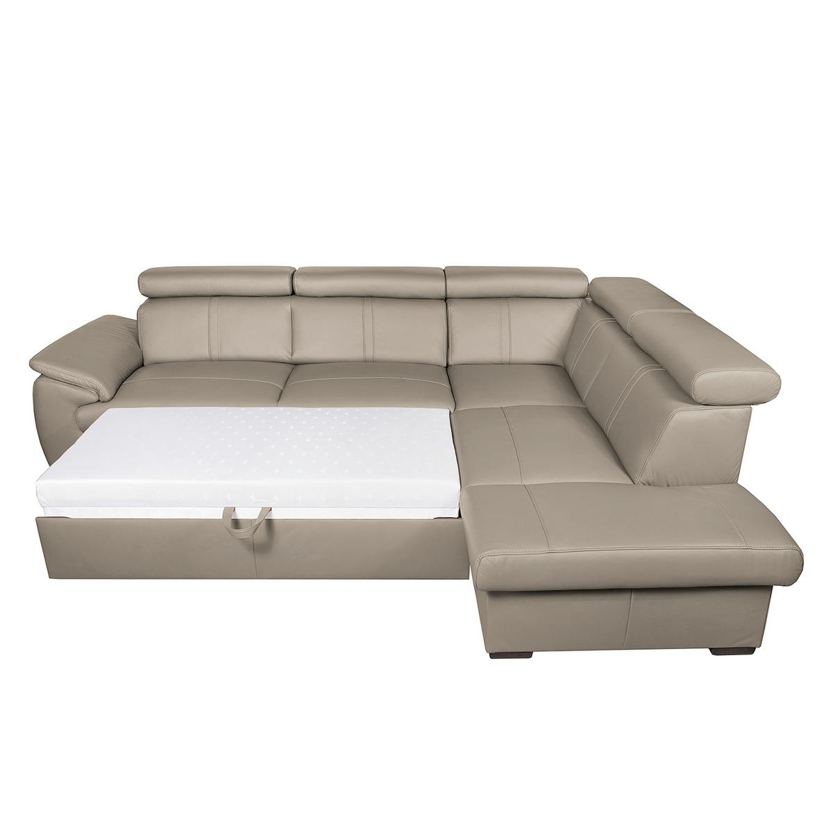 Ecksofa City Hellgrau S: 211x265 cm - Wengefarben/Hellgrau, Design, Leder (211/265cm) - Livetastic