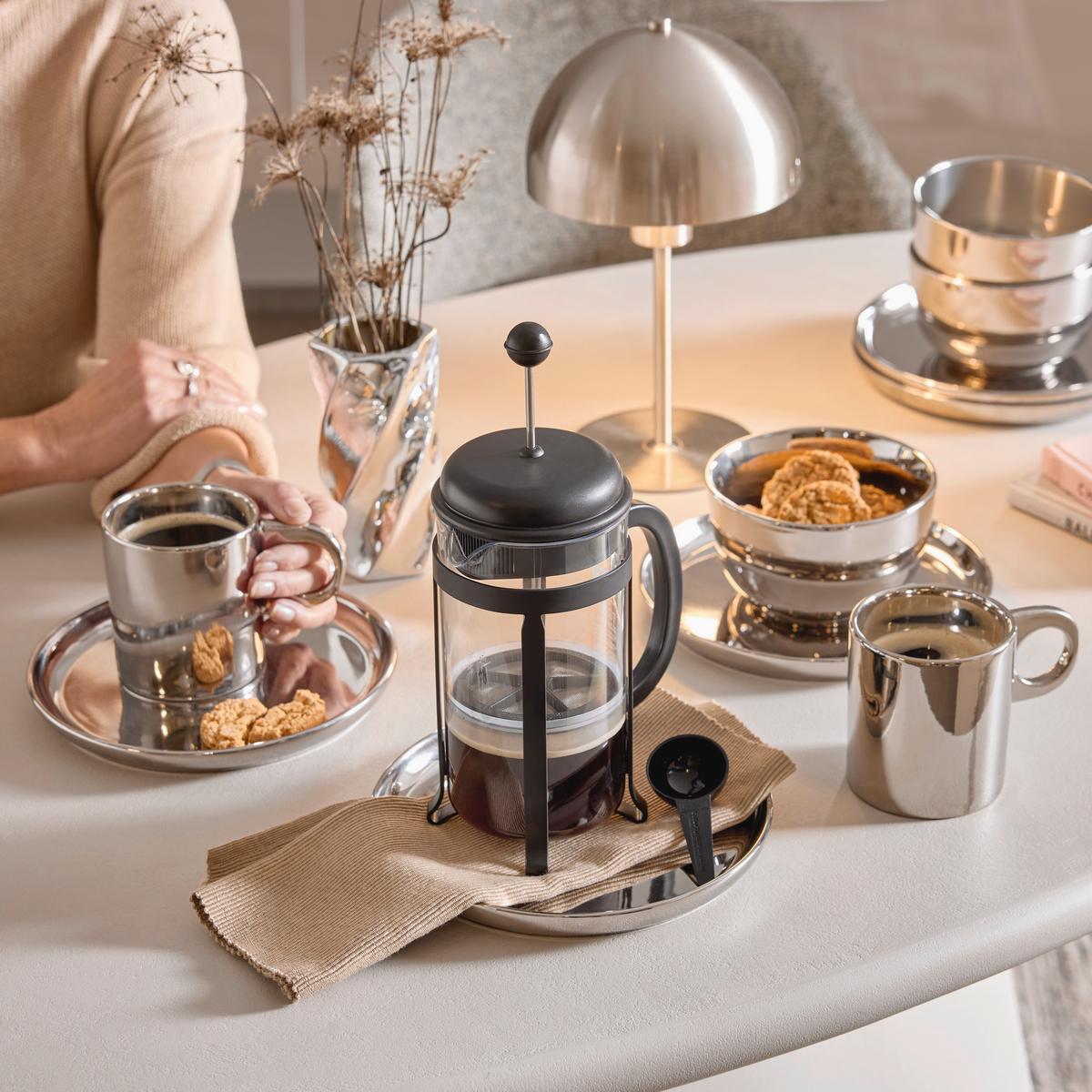 Konvice na přípravu kávy JAVA - černá/průhledné, Konvenční, kov/plast (11.2cm)