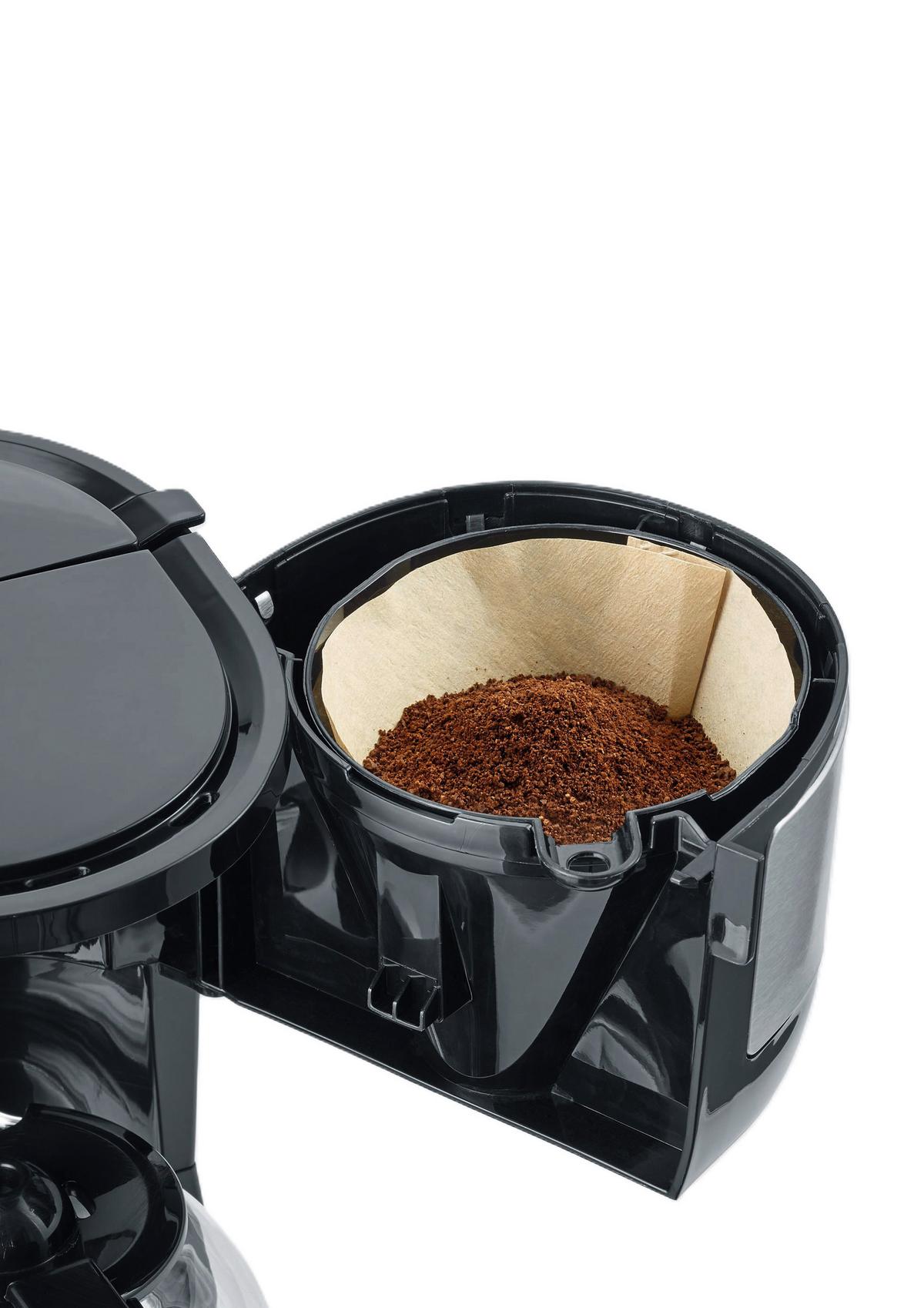Filterkaffeemaschine Glaskanne 4 Tassen - Edelstahlfarben/Schwarz, Basics, Glas/Kunststoff (14/27/19,5cm) - Severin