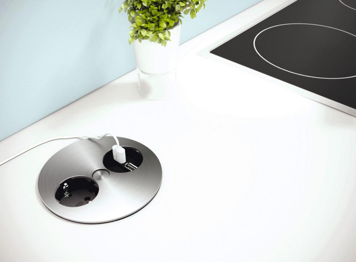 Steckdosenelement Twist 1-Fach - Edelstahlfarben, MODERN, Metall (11,5/4,25cm)