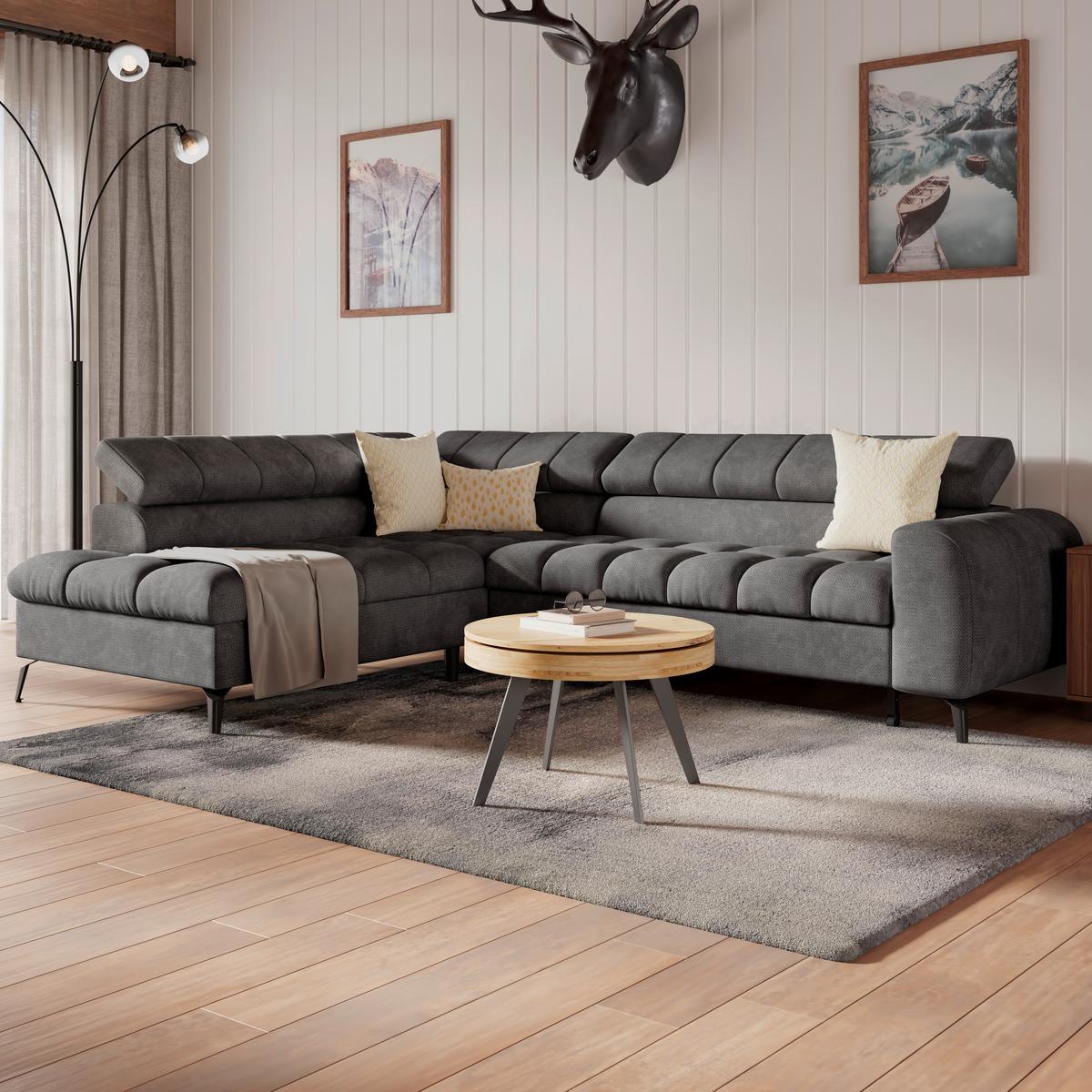 Ecksofa Volf Links New Anthrazit, S: 203x261 Cm - Anthrazit/Schwarz, Trend, Kunststoff/Textil (203/261cm)