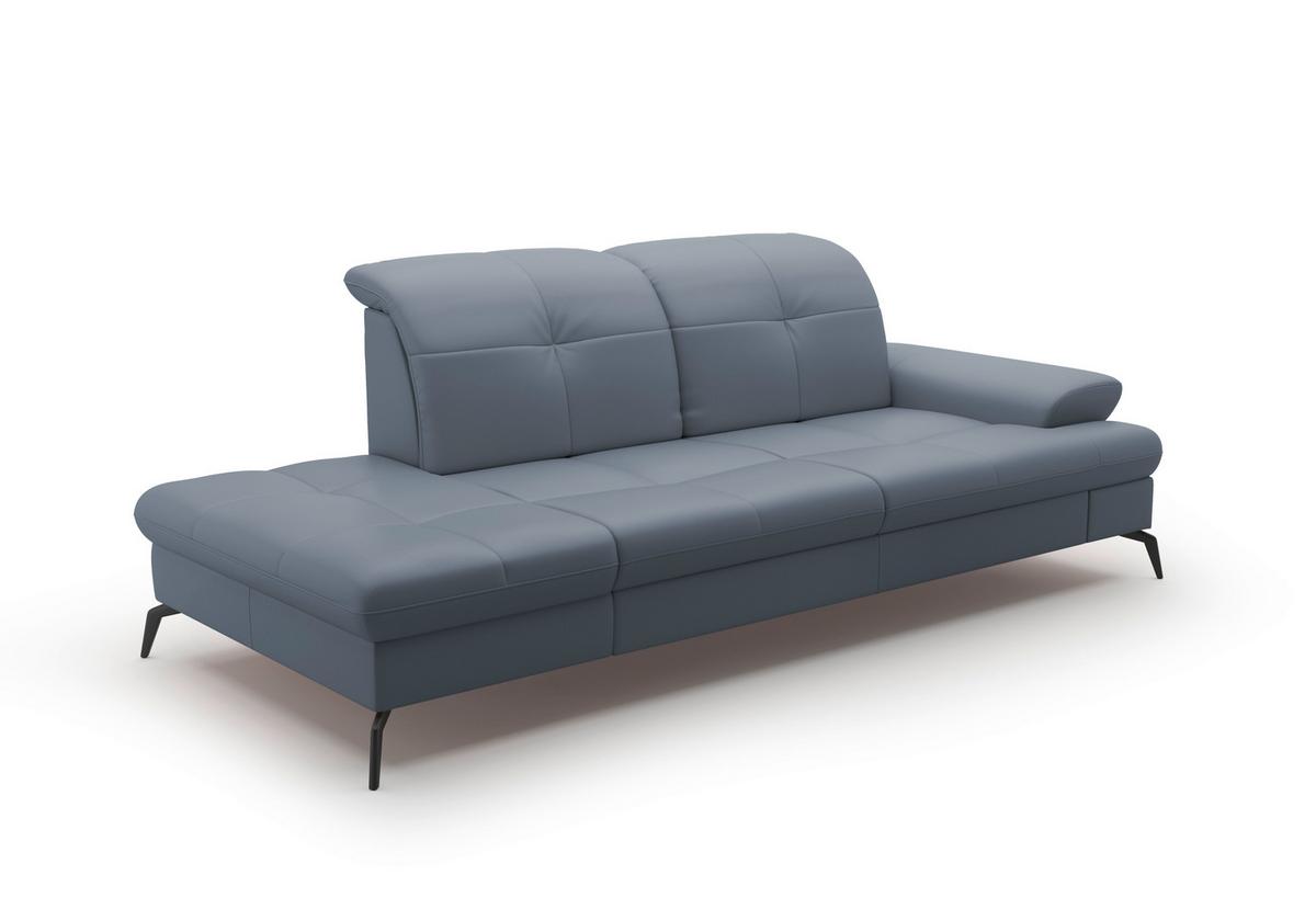 Récamiere Amica E, Graubrau B: 231 Cm - Graublau/Schwarz, KONVENTIONELL, Leder/Textil (231/90/122cm) - Sit & More