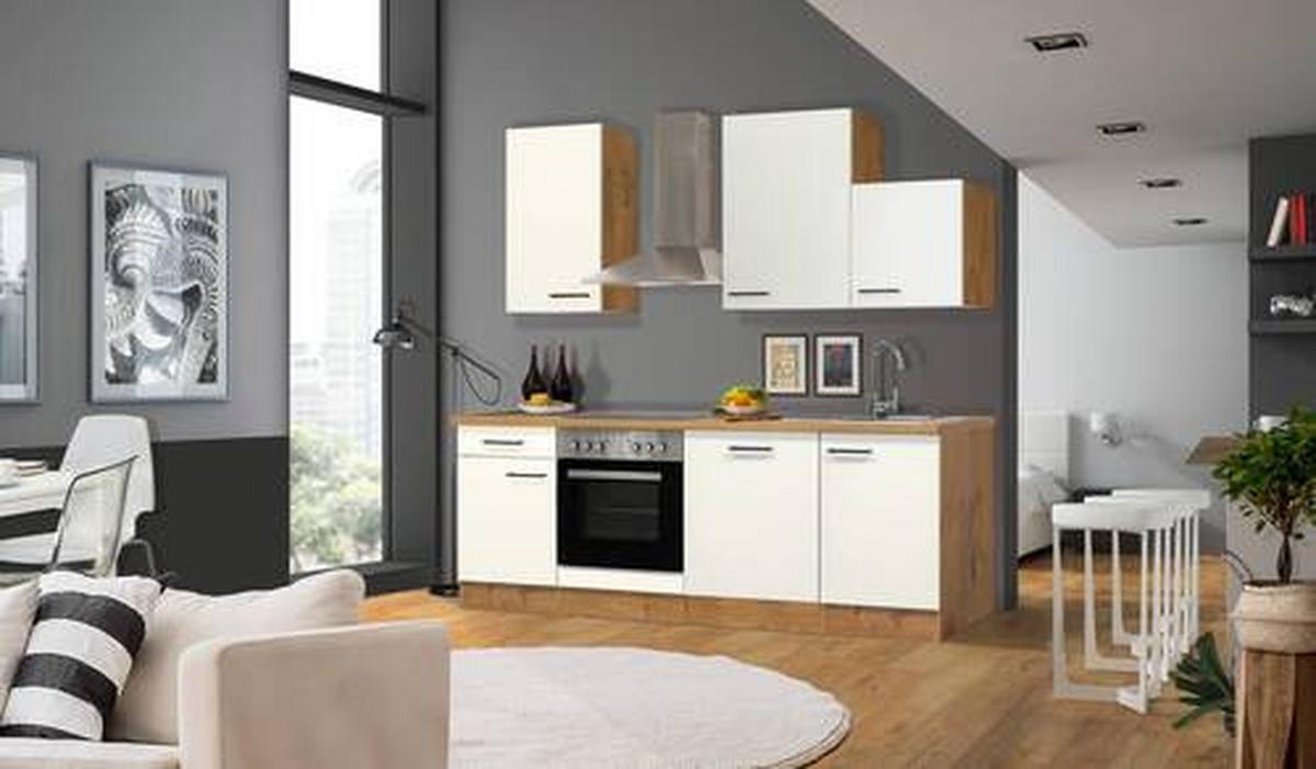 Küchenblock Avila Eichefarben/magnolie B: 220 Cm - Eichefarben/Magnolie, MODERN, Holzwerkstoff (220cm) - FlexWell