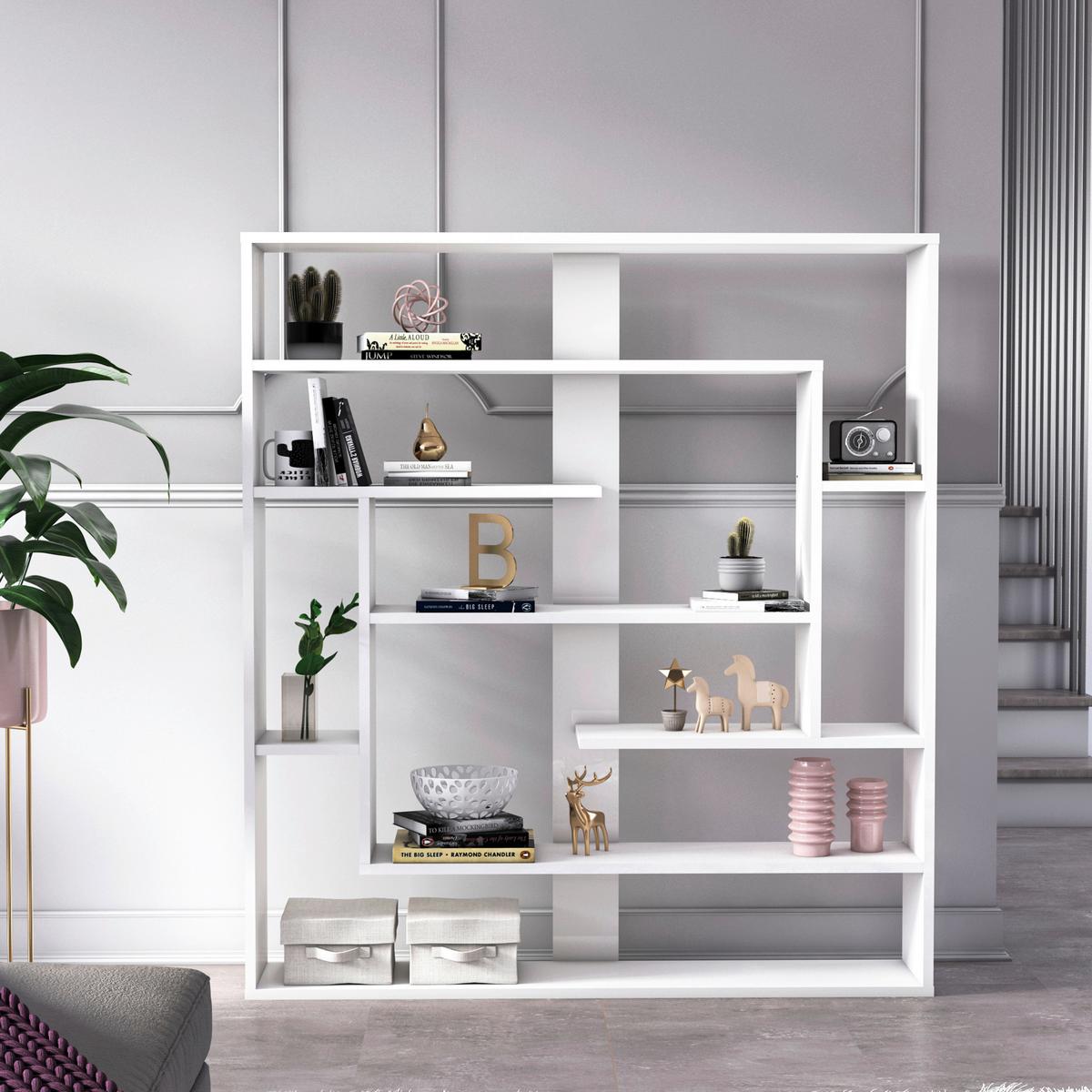 Regal Poseidon Standregal - Weiß, Design, Holzwerkstoff (114/132/22cm) - Livetastic