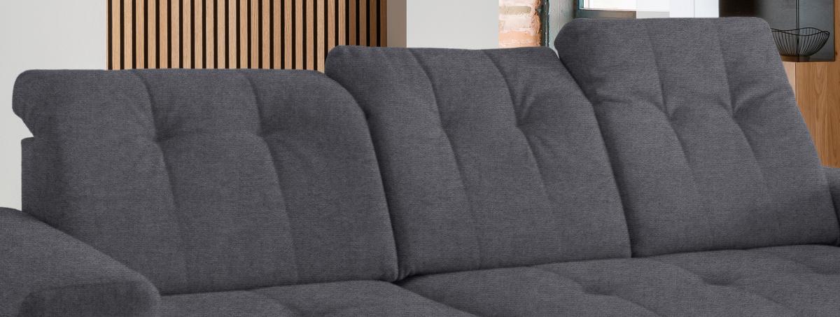 Ecksofa mit USB Anschluss Sano, Anthrazit, S: 180x258 cm - Anthrazit/Schwarz, MODERN, Textil (180/258cm) - Livetastic