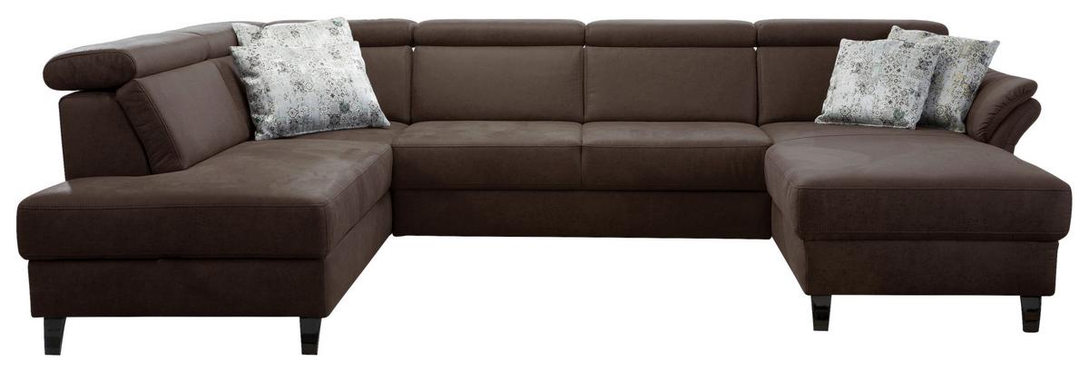 Wohnlandschaft Arngast links cognac, 193x317x165 cm - Cognac/Schwarz, KONVENTIONELL, Textil (193/317/165cm) - Sit & More