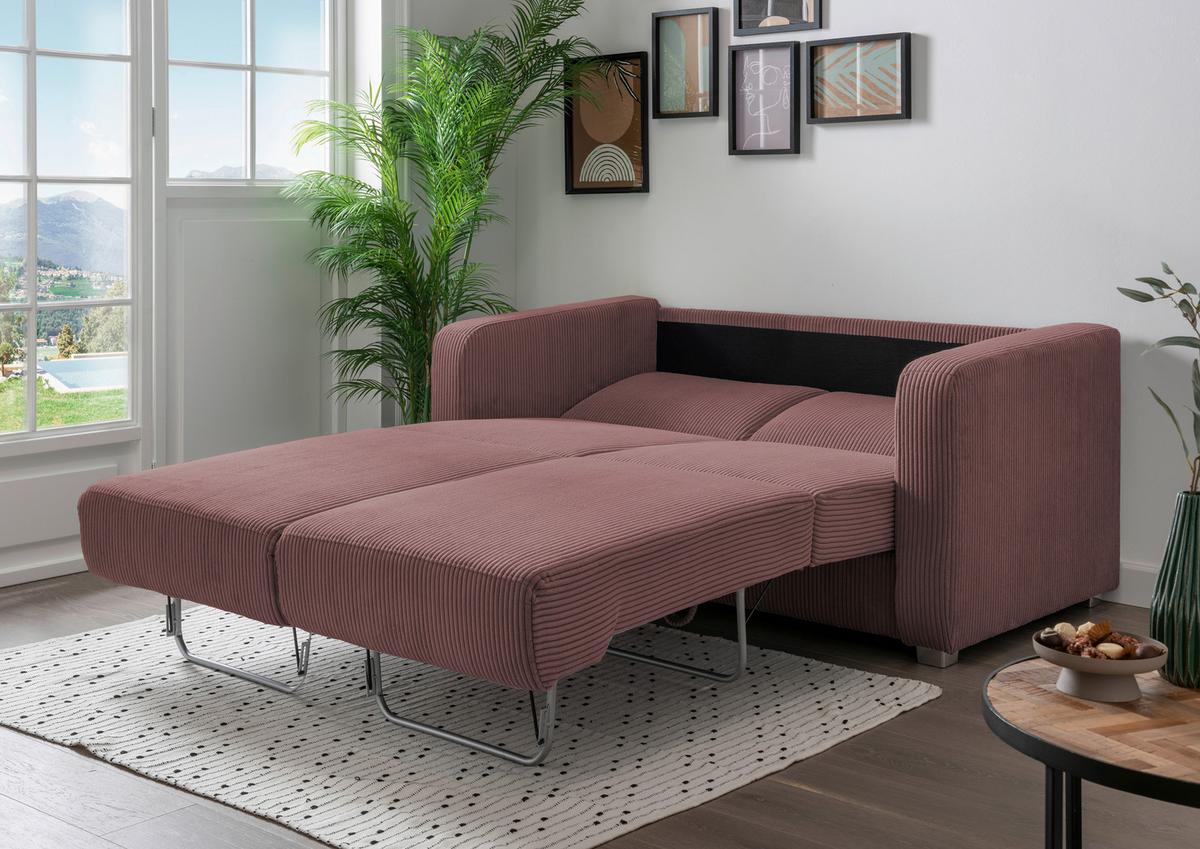 Schlafsofa Mia, Koralle B: 159 Cm - Chromfarben/Koralle, Basics, Textil (159/88/87cm) - Livetastic
