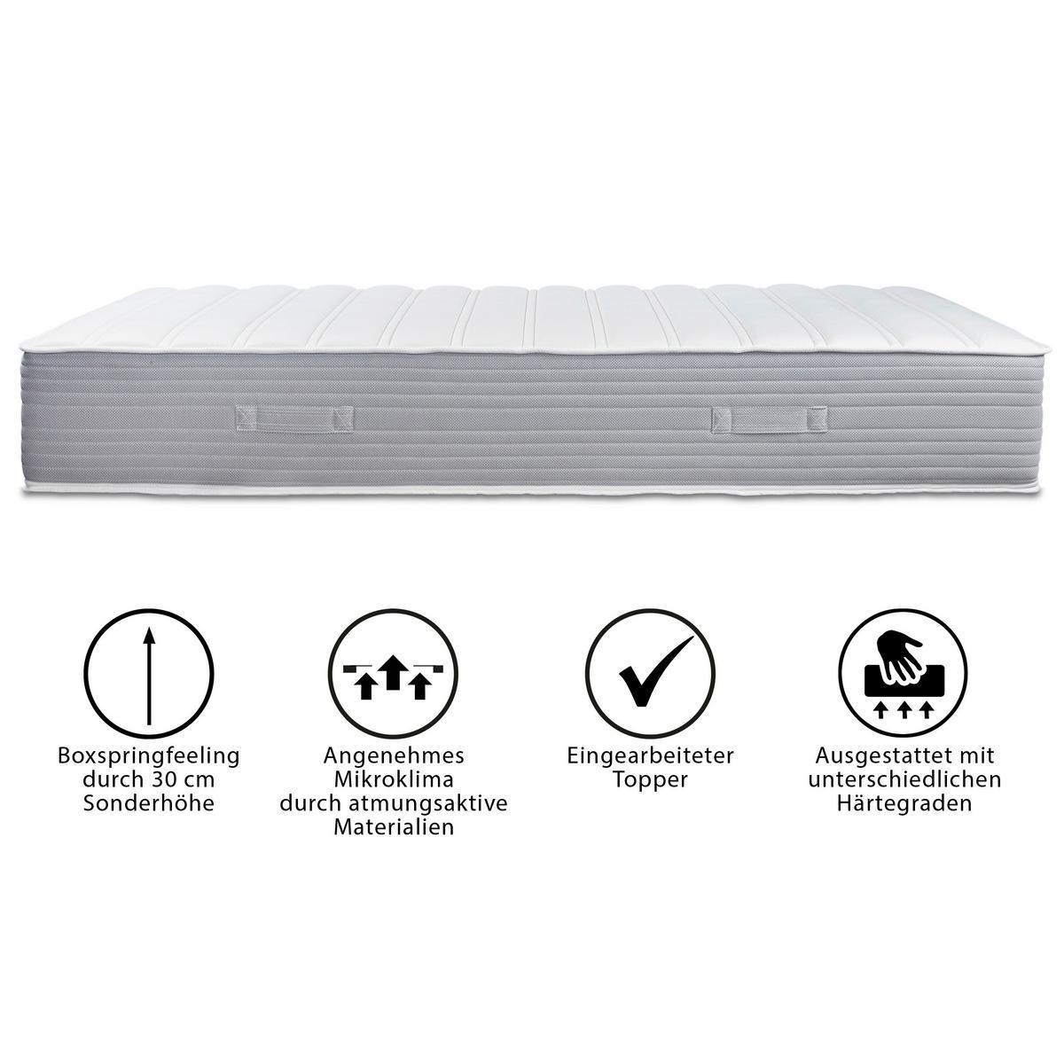 Viscomatratze Boxlike 30 Air - Hellgrau/Weiß, Basics, Textil (90/200cm) - MID.YOU