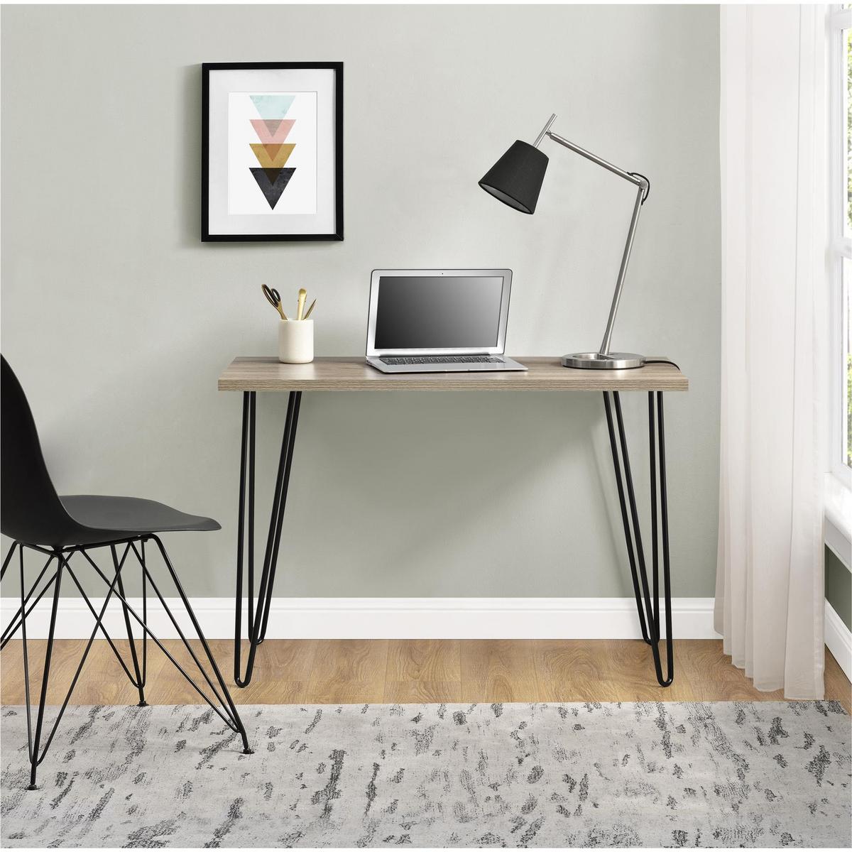 Schreibtisch Owen Eichefarben B: 68 cm - Eichefarben/Schwarz, Design, Karton/Keramik (101/68/49cm) - MID.YOU