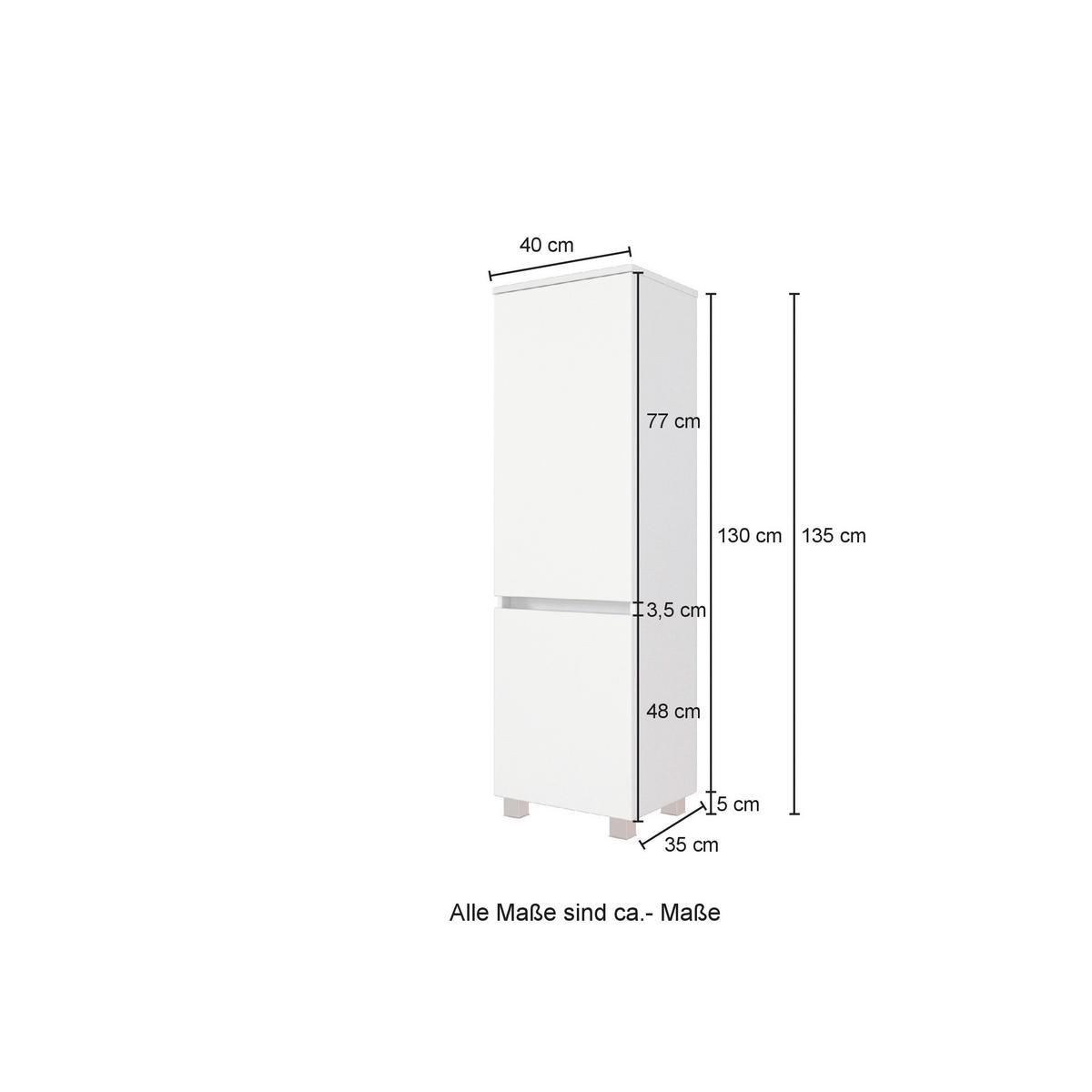 Midischrank mit Türdämpfung Helsinki 40cm Grau/Eiche Dekor - Eichefarben/Silberfarben, KONVENTIONELL, Glas/Holzwerkstoff (40/130/35cm) - Held