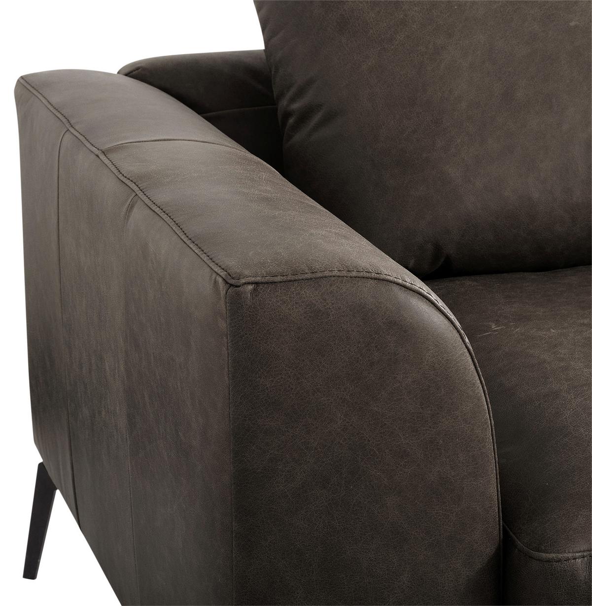 Ecksofa Berlin Fango S: 313 cm - Fango/Schwarz, Design, Leder (313/172cm) - Livetastic