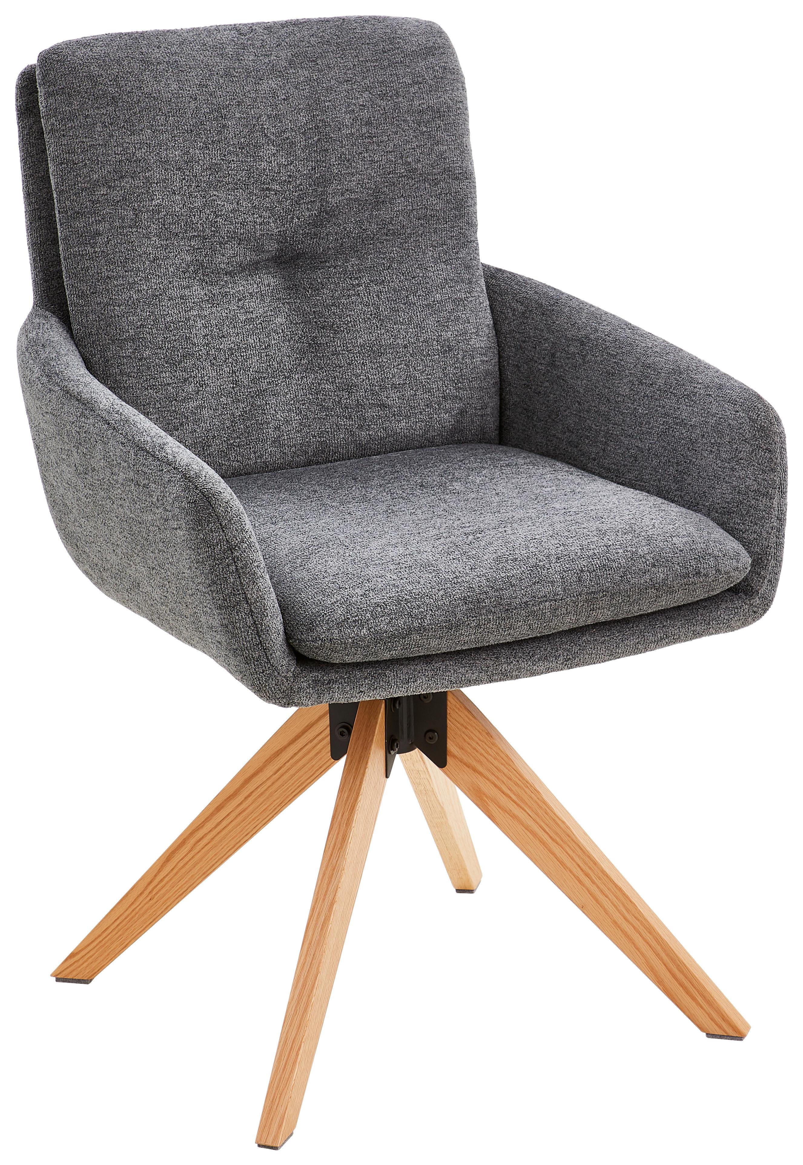 Armlehnstuhl Slide Grau B: 58 cm - Eichefarben/Grau, MODERN, Holz/Textil (58/91/63,5cm) - Livetastic